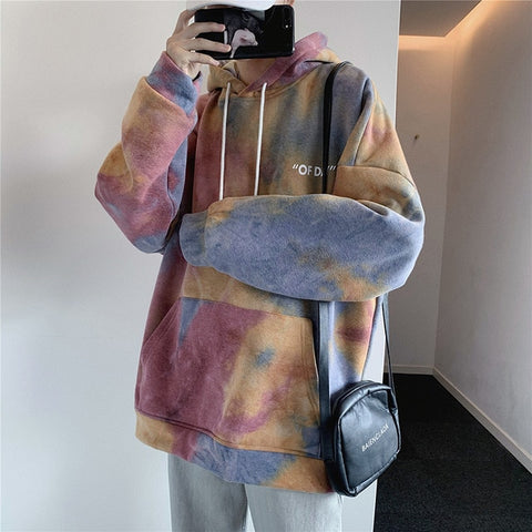 Image of Camo Hoodies Men Fashion Tie Dye Print Casual Cotton Hoodie Man Streetwear Hip Hop Loose Sweatshirt Mens Pullover Hoody